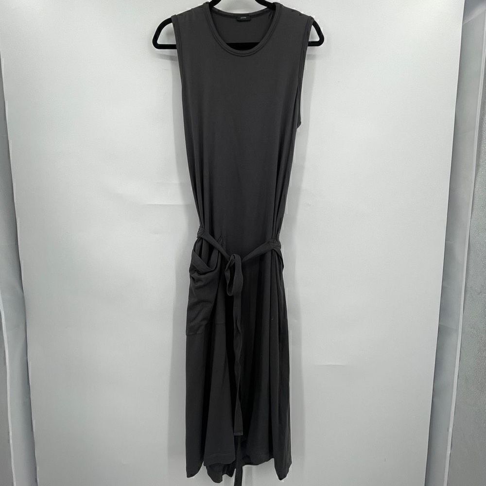 Joseph "Sunny" Women's Dark Gray Cotton Jersey Tie Wrap Dress Size XL
